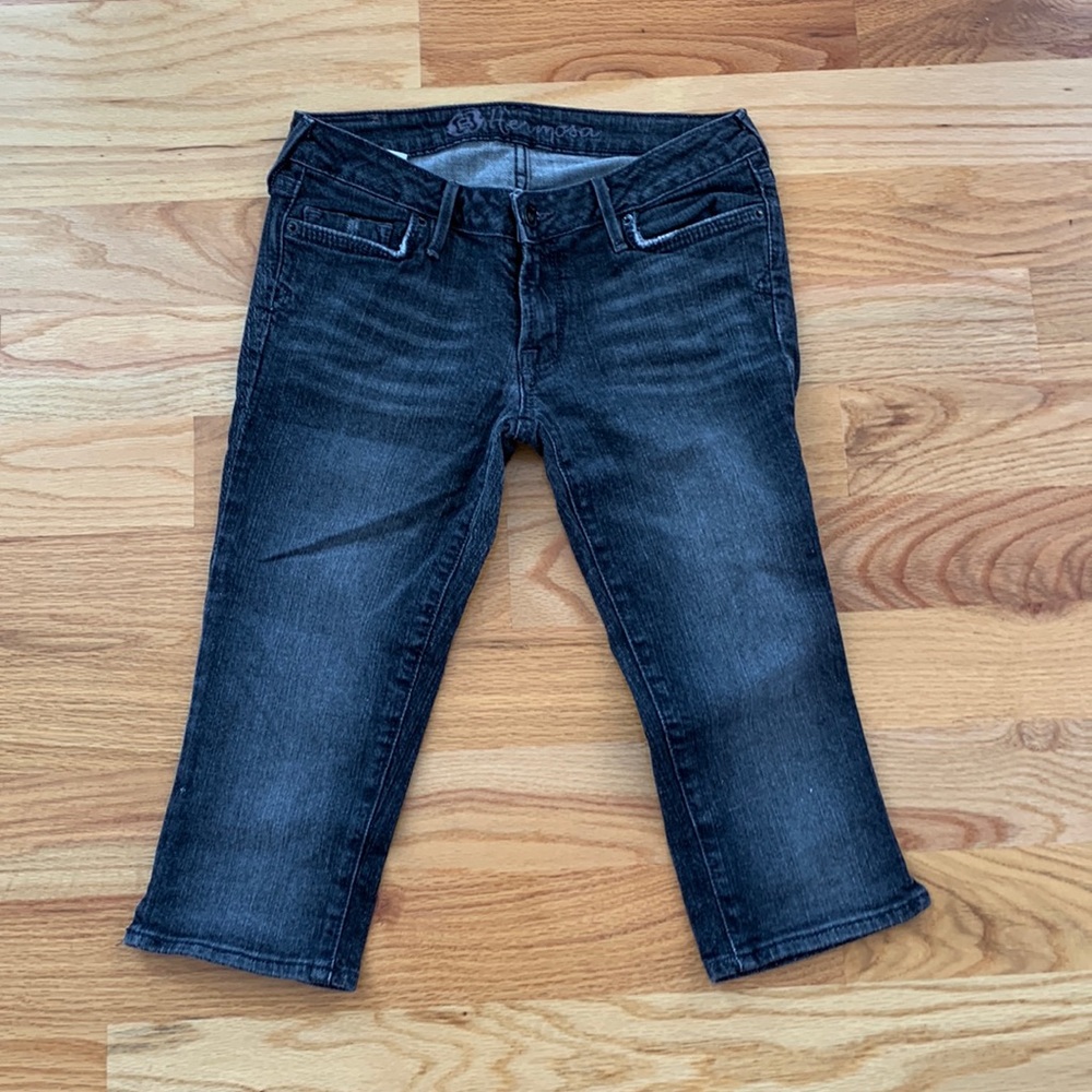 Bullhead Short black jean pant skateboard Pacsun 3/4 skater knee jeans 16”